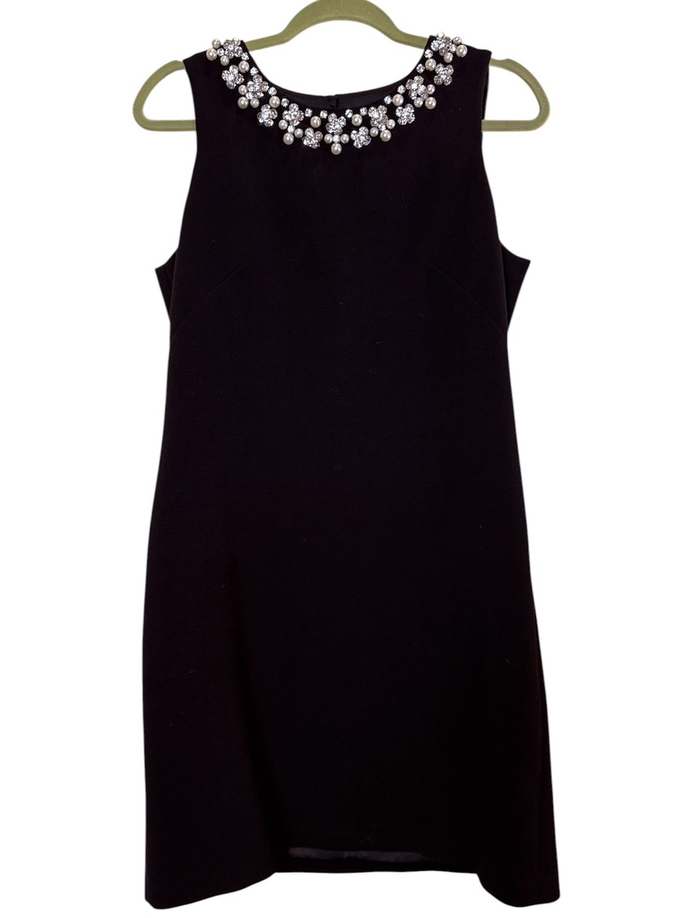 White House Black Market Women’s Black Jeweled Neck Cocktail Party Mini Dress 8